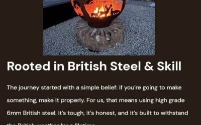 British fire pit product with locally supplied packaging and UK manufacturing